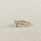 .925 Sterling Silver Rhodium Plated Moissanite Baguette Solitaire Ring