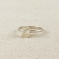 .925 Sterling Silver Rhodium Plated Moissanite Baguette Solitaire Ring