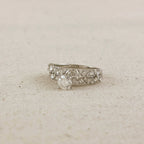 .925 Sterling Silver Rhodium Plated Moissanite Engagement Set Ring