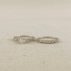 .925 Sterling Silver Rhodium Plated Moissanite Engagement Set Ring