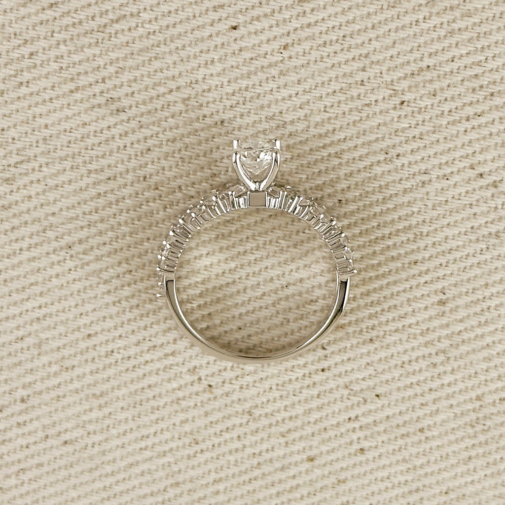.925 Sterling Silver Rhodium Plated Moissanite Engagement Set Ring