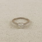 .925 Sterling Silver Rhodium Plated Moissanite Engagement Ring
