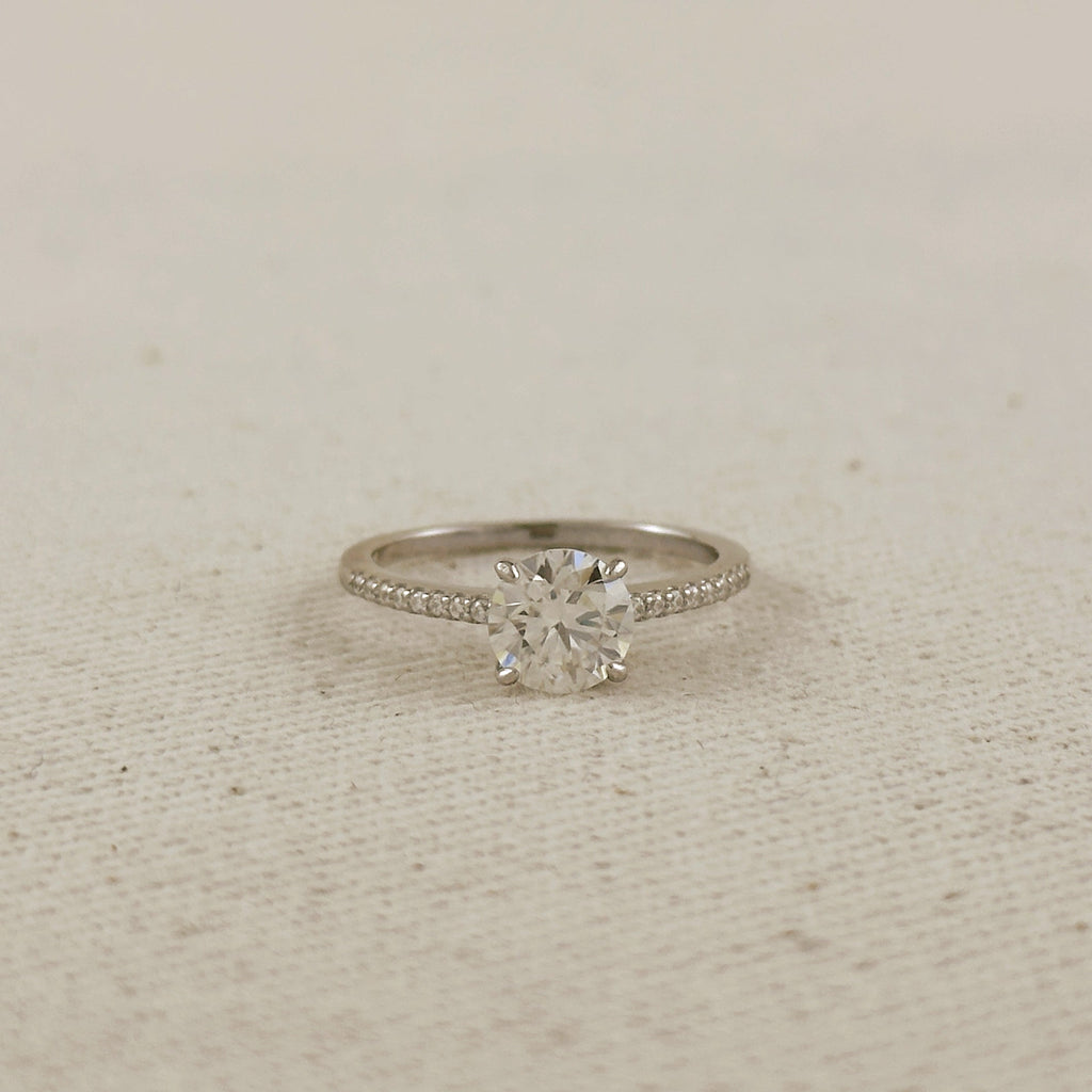 .925 Sterling Silver Rhodium Plated Moissanite Engagement Ring