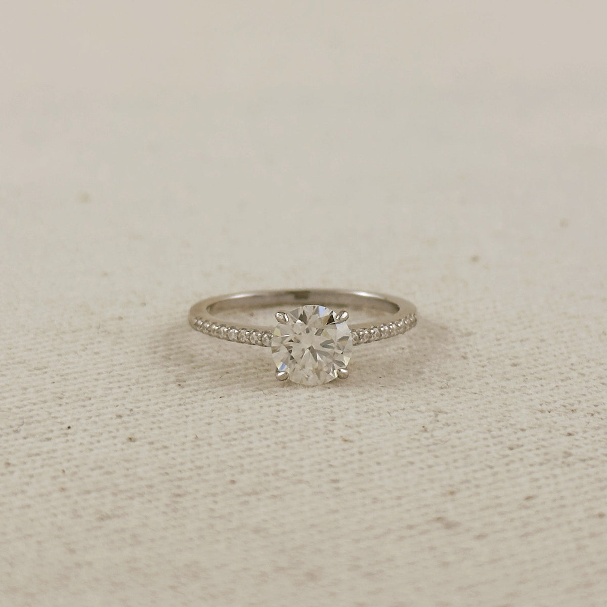 .925 Sterling Silver Rhodium Plated Moissanite Engagement Ring