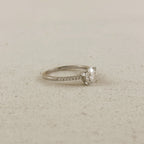 .925 Sterling Silver Rhodium Plated Moissanite Engagement Ring