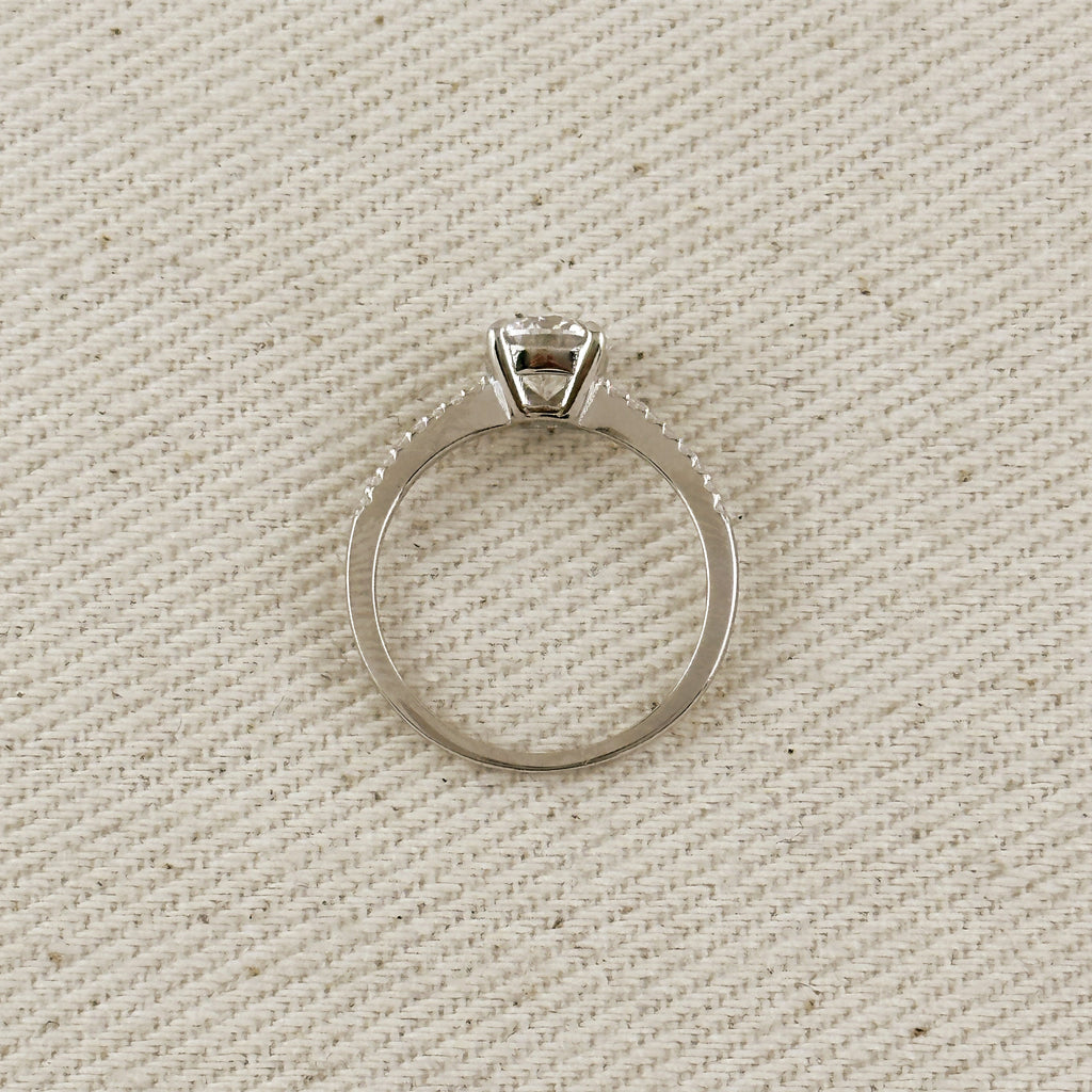 .925 Sterling Silver Rhodium Plated Moissanite Engagement Ring