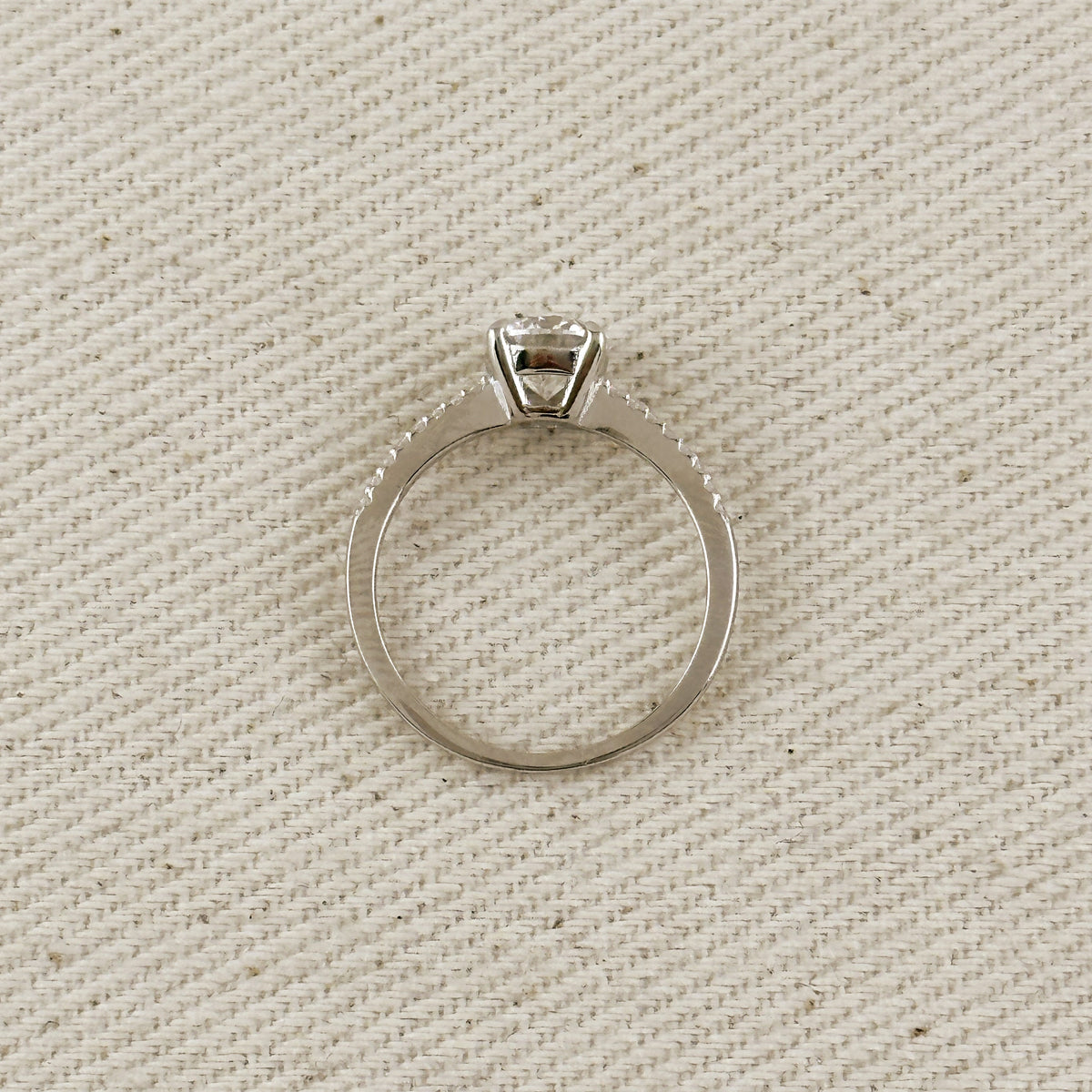 .925 Sterling Silver Rhodium Plated Moissanite Engagement Ring