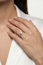 .925 Sterling Silver Rhodium Plated Moissanite Solitaire Engagement Ring