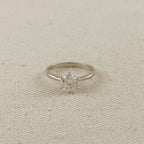 .925 Sterling Silver Rhodium Plated Moissanite Solitaire Engagement Ring