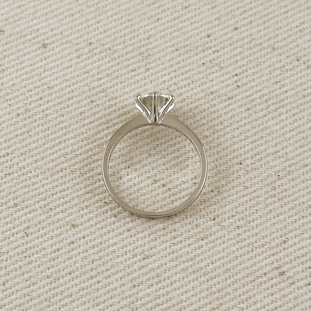 .925 Sterling Silver Rhodium Plated Moissanite Solitaire Engagement Ring