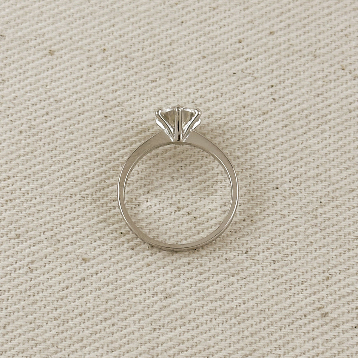 .925 Sterling Silver Rhodium Plated Moissanite Solitaire Engagement Ring