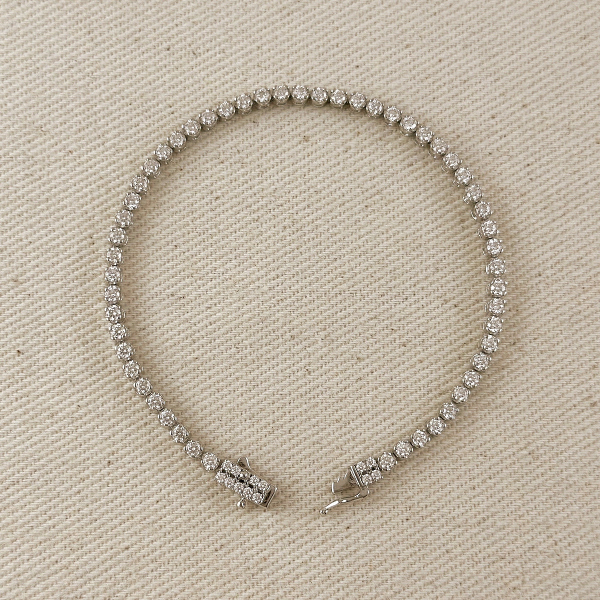 .925 Sterling Silver Rhodium Plated 2.25mm Moissanite Tennis Bracelet