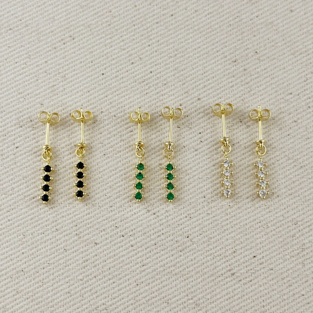 18k Gold Filled 4 CZ Dangling Earrings