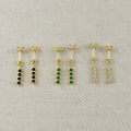 18k Gold Filled 4 CZ Dangling Earrings