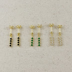 18k Gold Filled 4 CZ Dangling Earrings