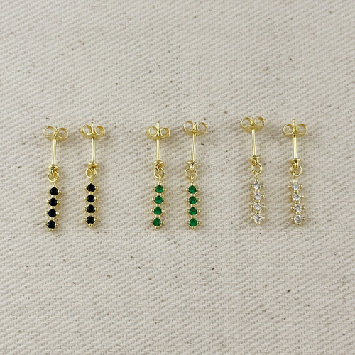 18k Gold Filled 4 CZ Dangling Earrings by Mondsee Jewelry