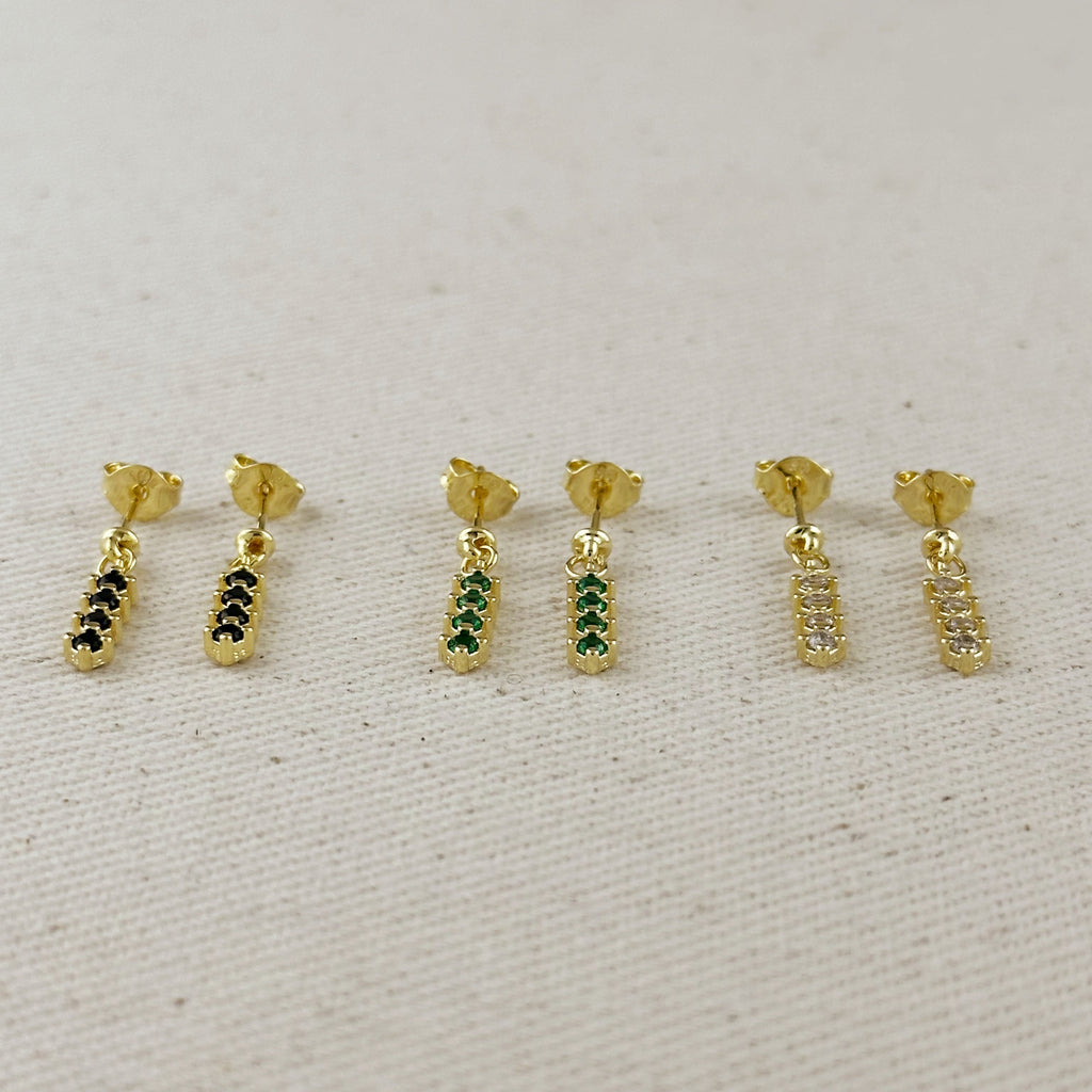 18k Gold Filled 4 CZ Dangling Earrings