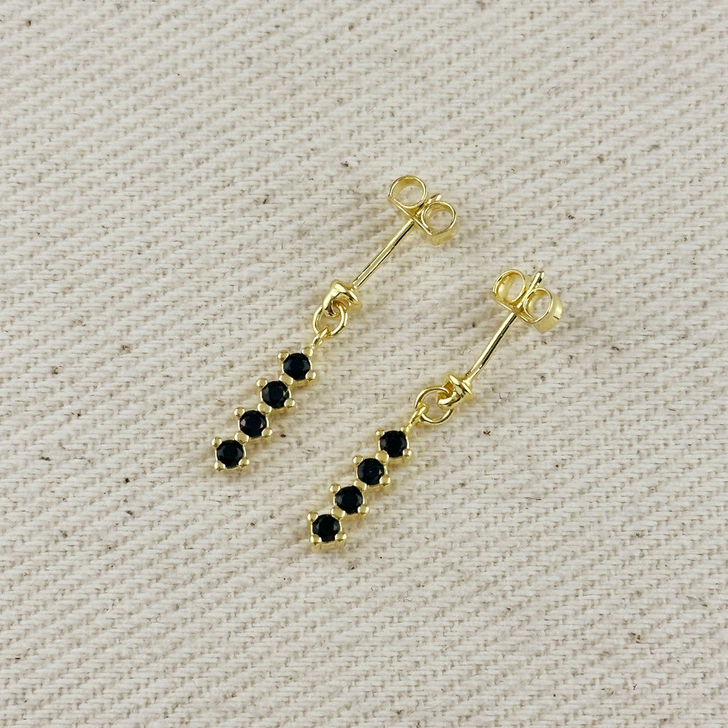 18k Gold Filled 4 CZ Dangling Earrings