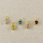18k Gold Filled Colored CZ Bezel Heart Charm