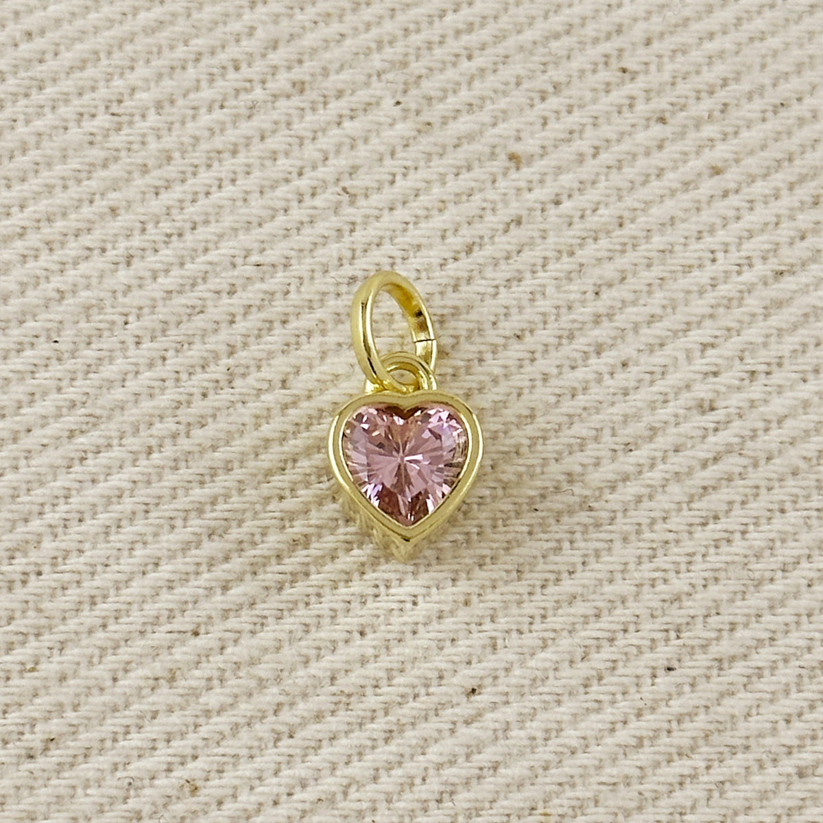 18k Gold Filled Colored CZ Bezel Heart Charm – Pink