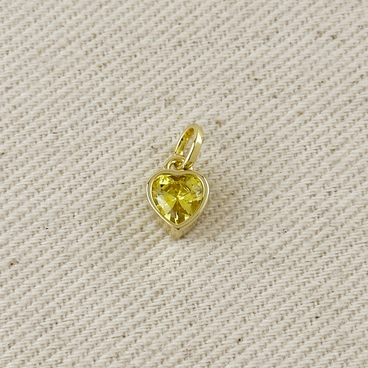 18k Gold Filled Colored CZ Bezel Heart Charm – Yellow