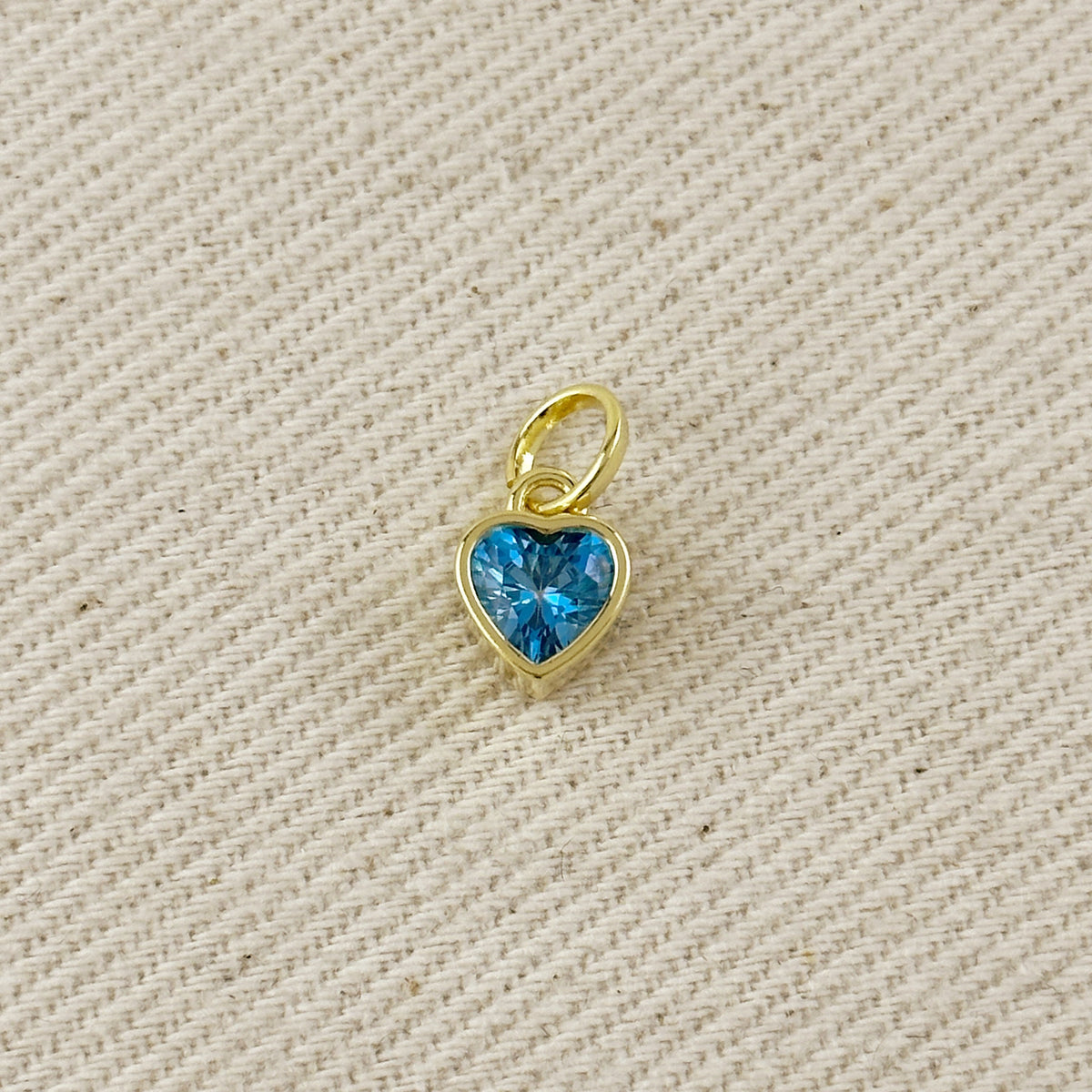 18k Gold Filled Colored CZ Bezel Heart Charm – Blue