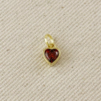 18k Gold Filled Colored CZ Bezel Heart Charm