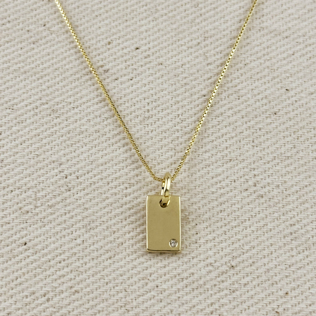 Mondsee 18k Gold Filled Solitaire CZ Plate Necklace | 18k Gold Filled Jewelry