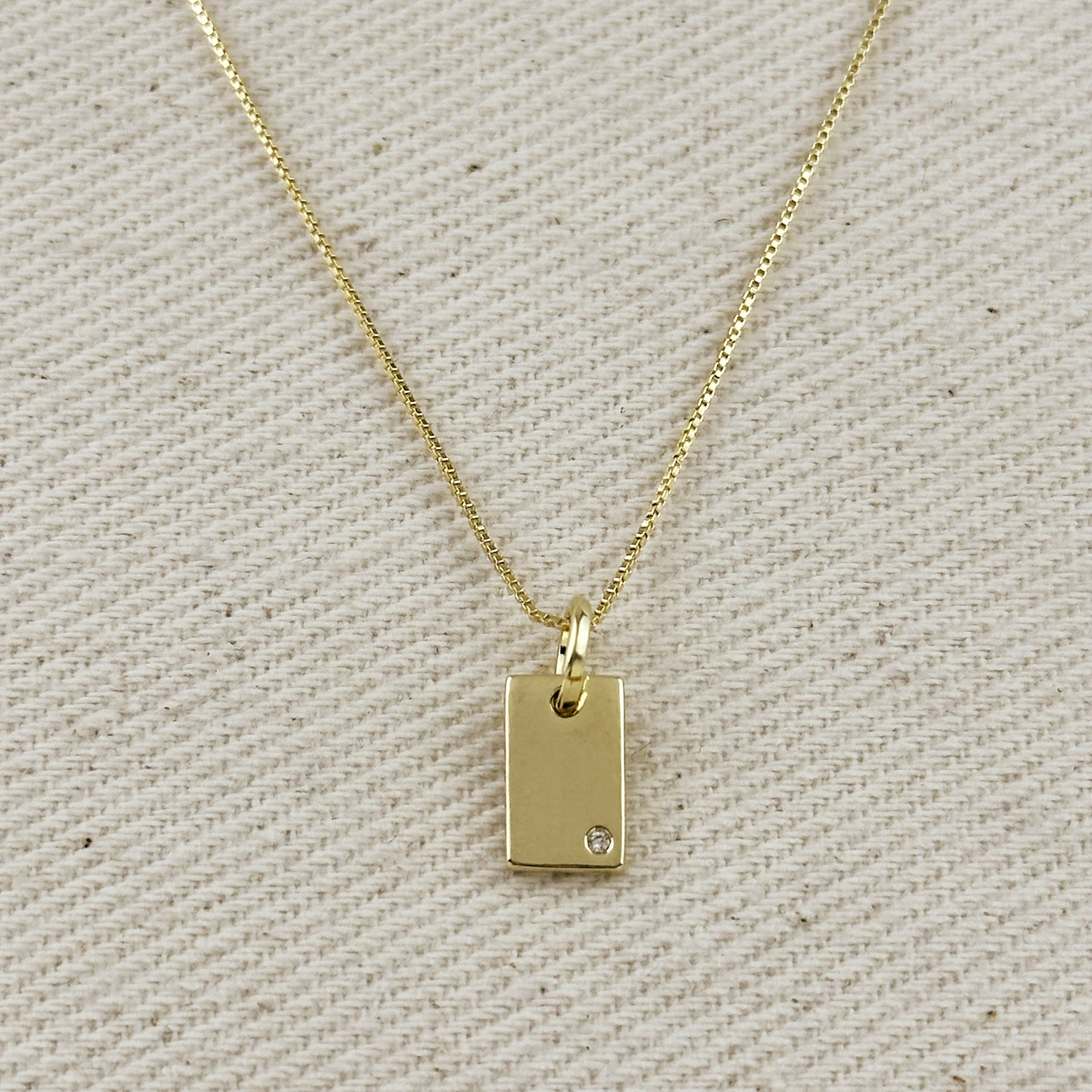 Mondsee 18k Gold Filled Solitaire CZ Plate Necklace | 18k Gold Filled Jewelry