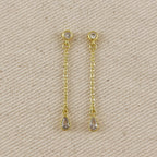 18k Gold Filled Teardrop CZ Dangling Earrings