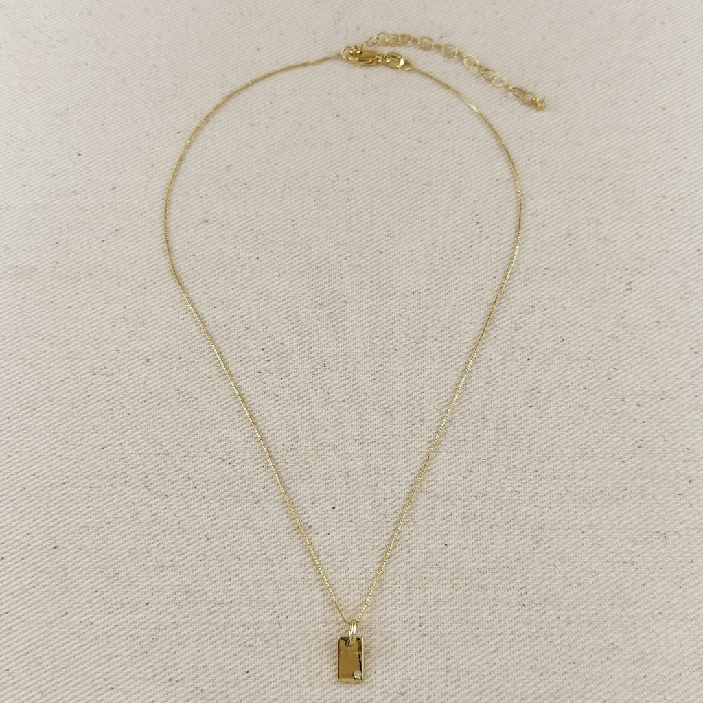 Mondsee 18k Gold Filled Solitaire CZ Plate Necklace | 18k Gold Filled Jewelry