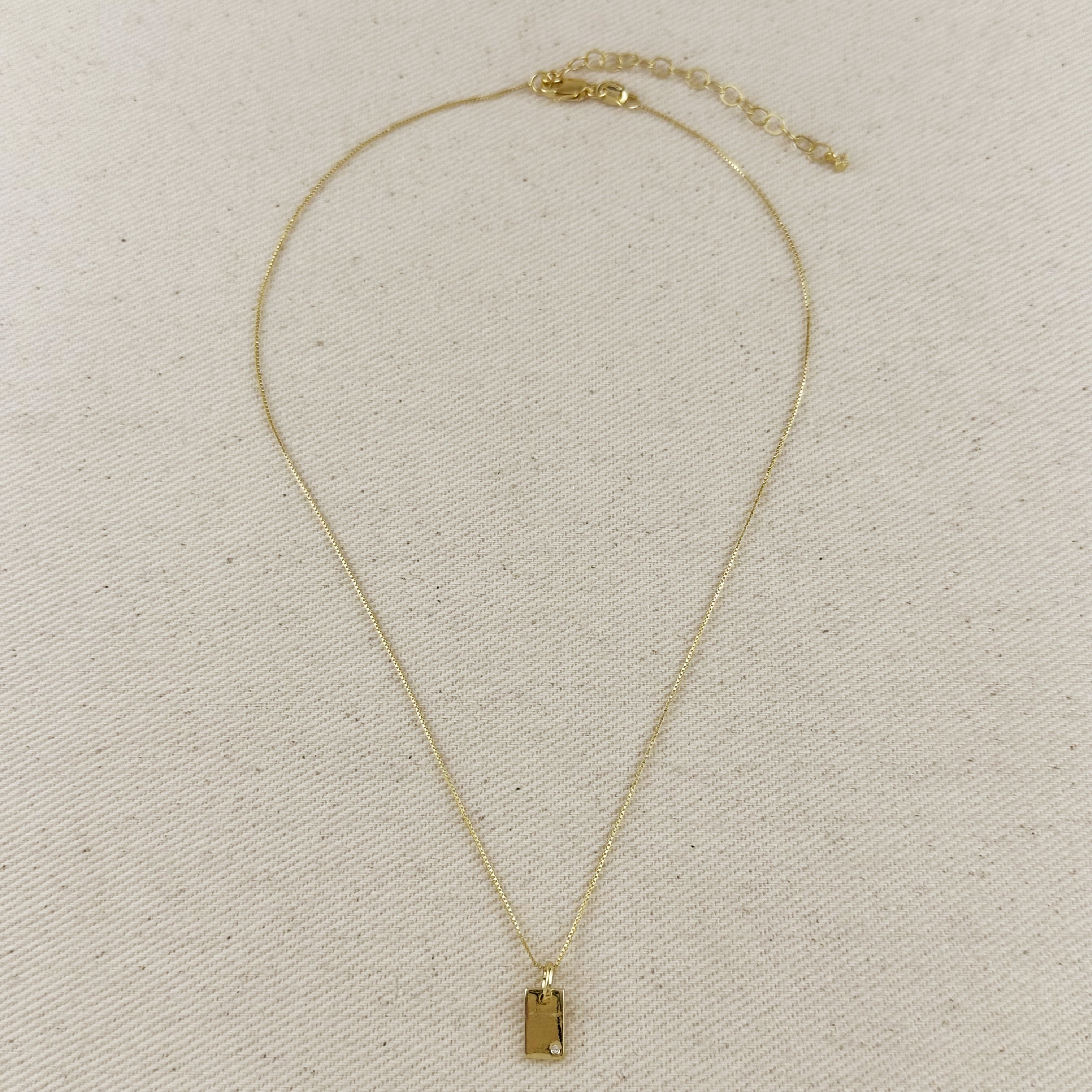 Mondsee 18k Gold Filled Solitaire CZ Plate Necklace | 18k Gold Filled Jewelry
