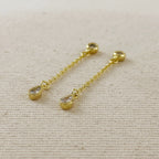 18k Gold Filled Teardrop CZ Dangling Earrings
