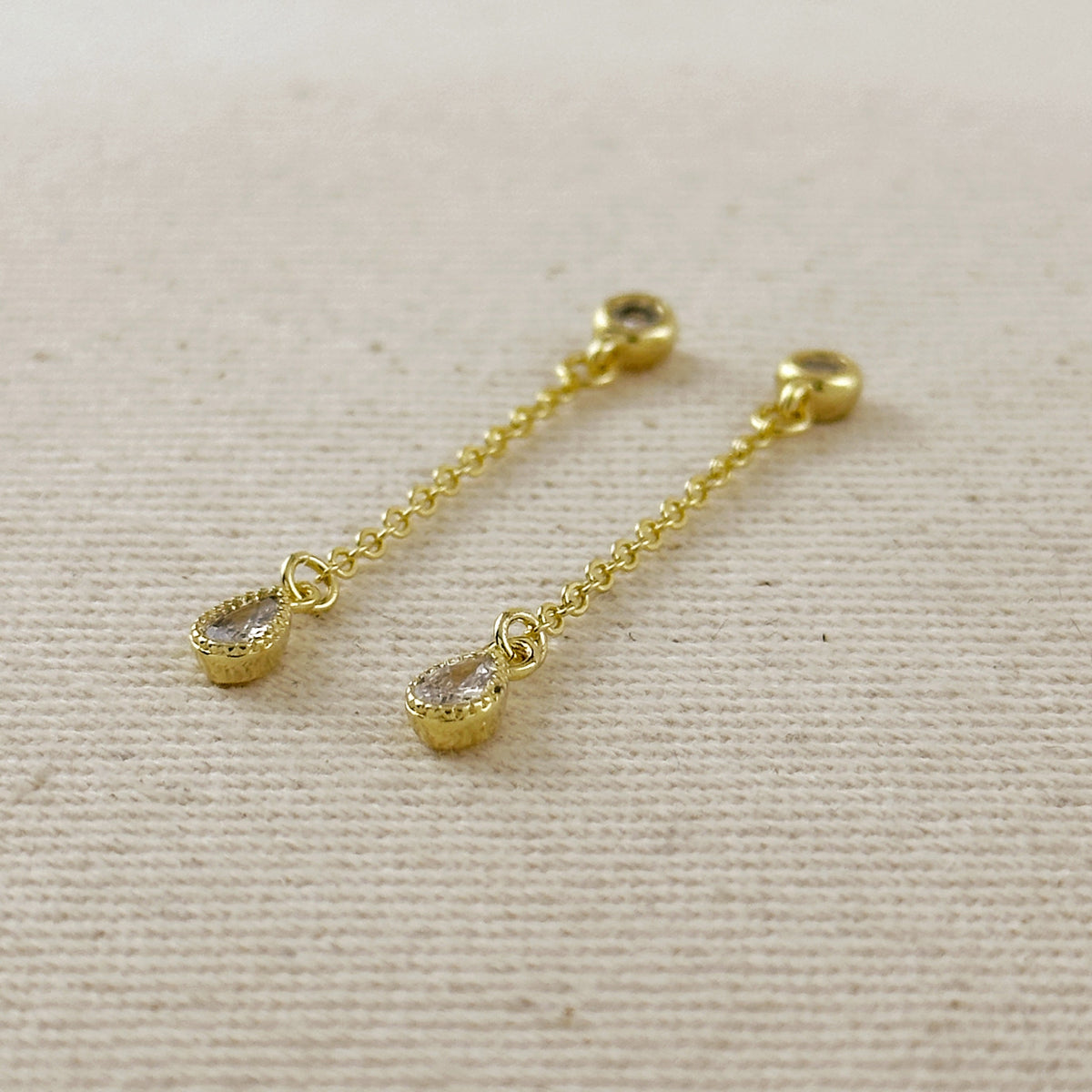 18k Gold Filled Teardrop CZ Dangling Earrings