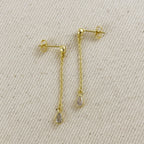 18k Gold Filled Teardrop CZ Dangling Earrings