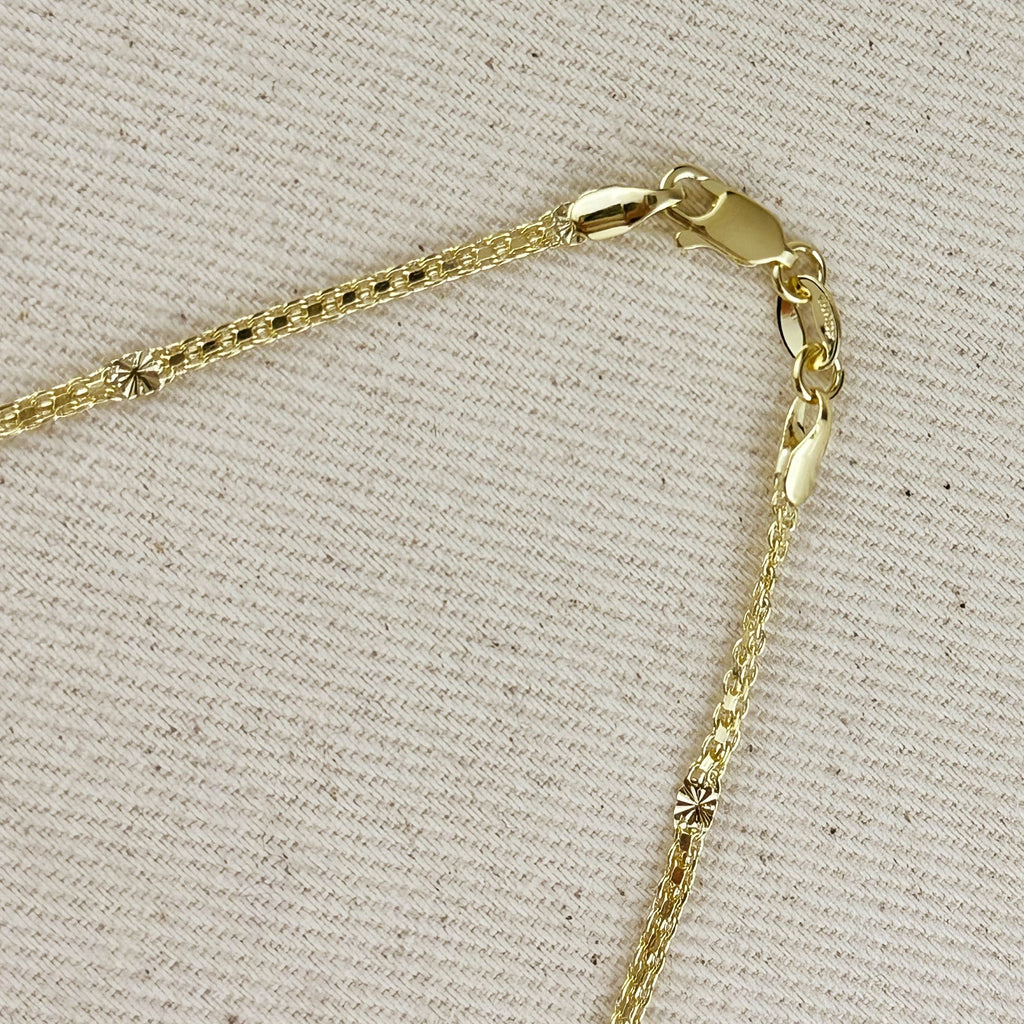Mondsee 18k Gold Filled 2.5mm Mesh Chain with Diamond Cut Pressed Detail Anklet | 18k Gold Filled Jewelry