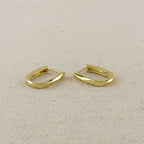 18k Gold Filled Slight Twist Oblong Hoop Earrings
