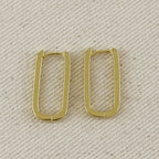18k Gold Filled Slight Long Oblong CZ Hoop Earrings