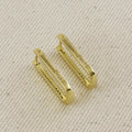 18k Gold Filled Slight Long Oblong CZ Hoop Earrings
