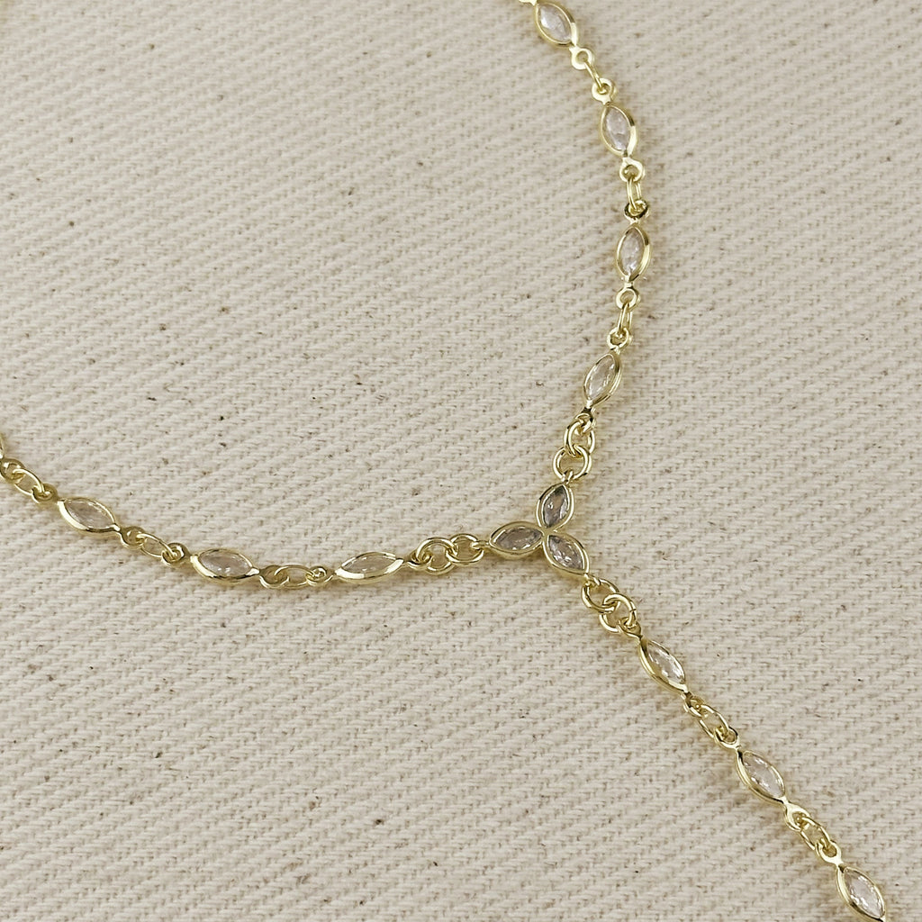 Mondsee 18k Gold Filled Bezel CZ Ellipse Hand Chain | 18k Gold Filled Jewelry