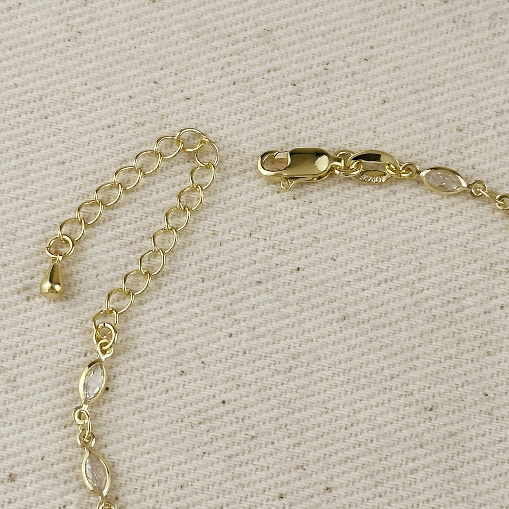 Mondsee 18k Gold Filled Bezel CZ Ellipse Hand Chain | 18k Gold Filled Jewelry