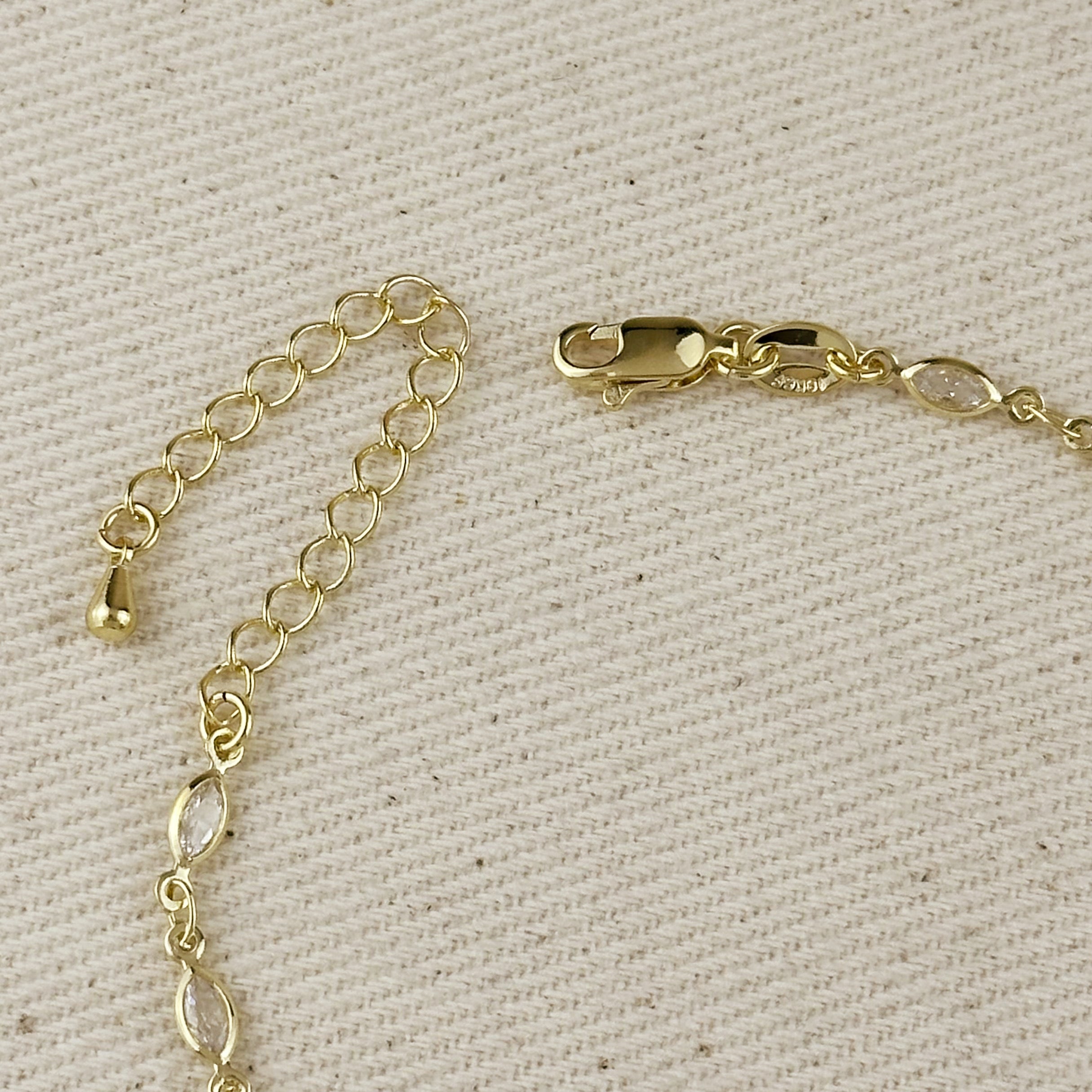 Mondsee 18k Gold Filled Bezel CZ Ellipse Hand Chain | 18k Gold Filled Jewelry