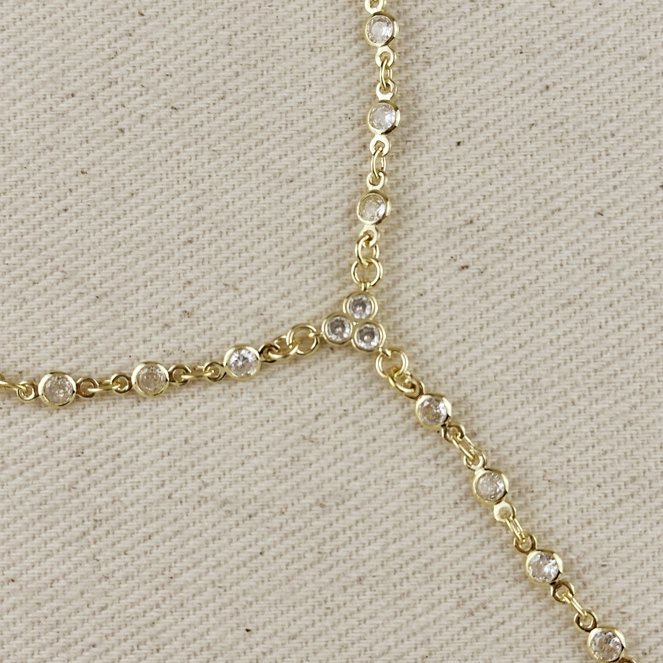 Mondsee 18k Gold Filled Round Bezel CZ Hand Chain | 18k Gold Filled Jewelry