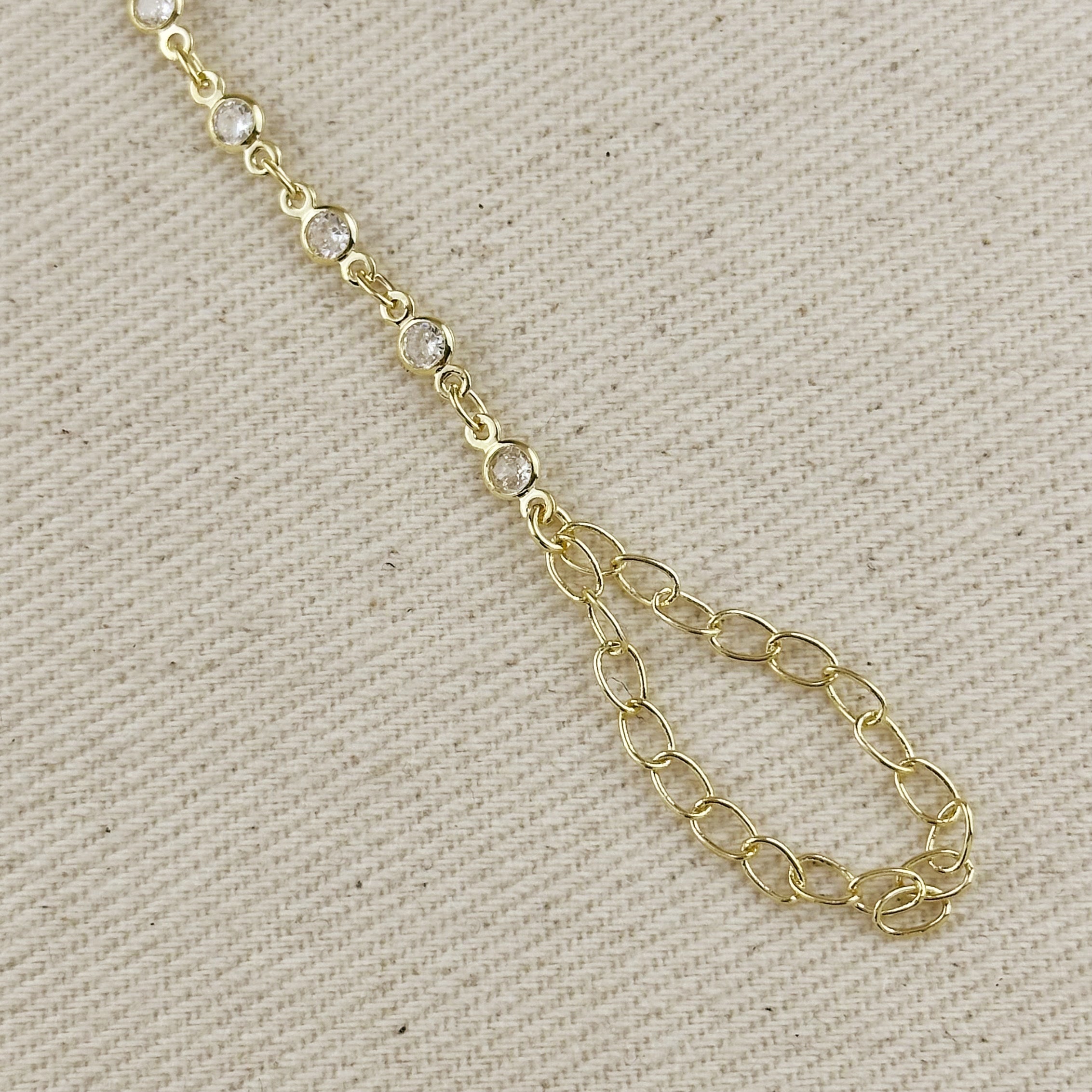 Mondsee 18k Gold Filled Round Bezel CZ Hand Chain | 18k Gold Filled Jewelry