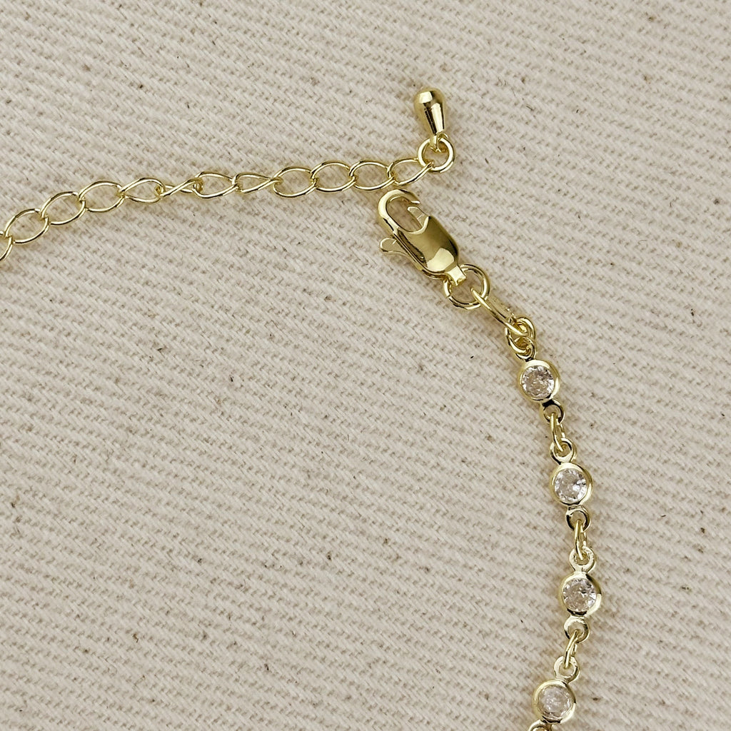 Mondsee 18k Gold Filled Round Bezel CZ Hand Chain | 18k Gold Filled Jewelry