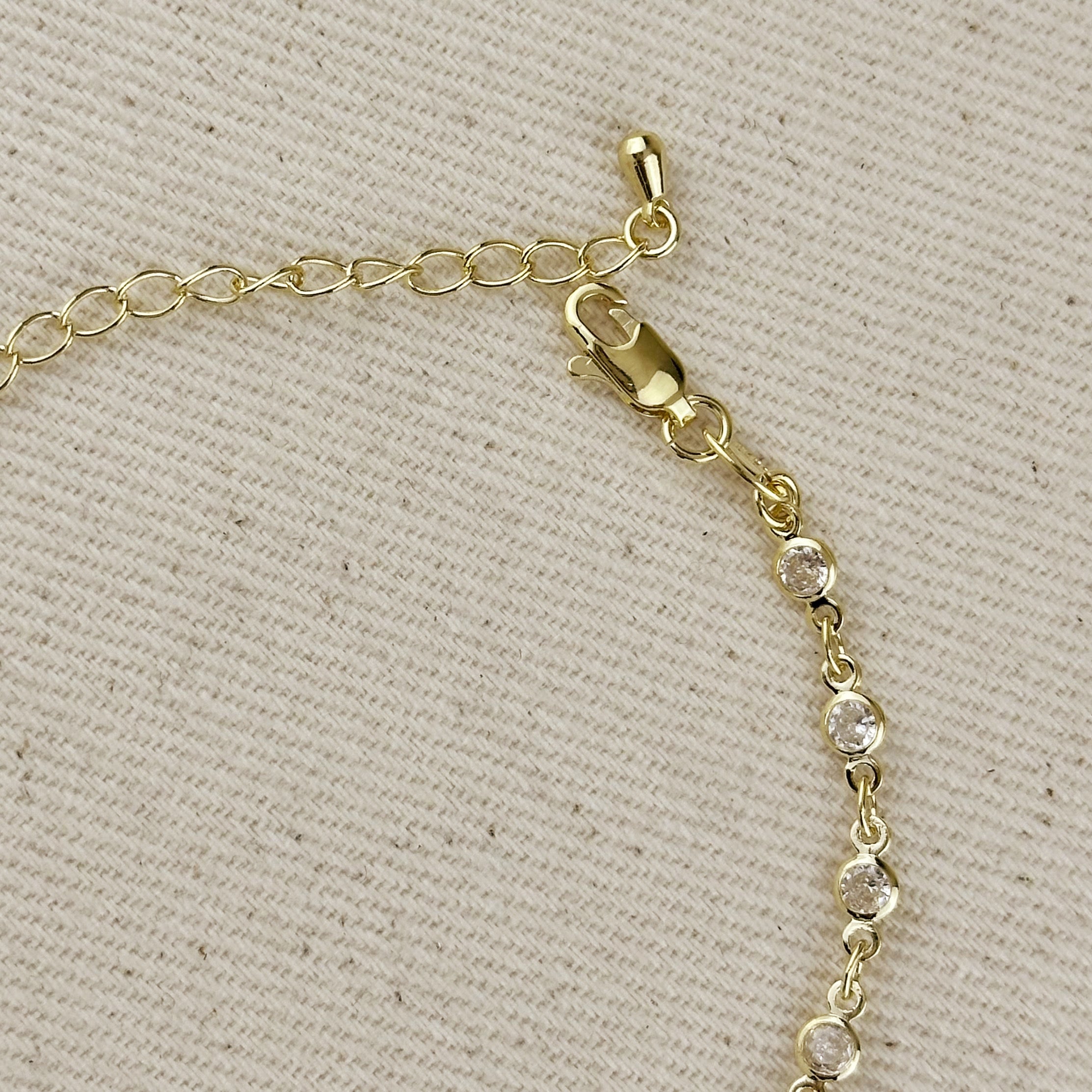 Mondsee 18k Gold Filled Round Bezel CZ Hand Chain | 18k Gold Filled Jewelry