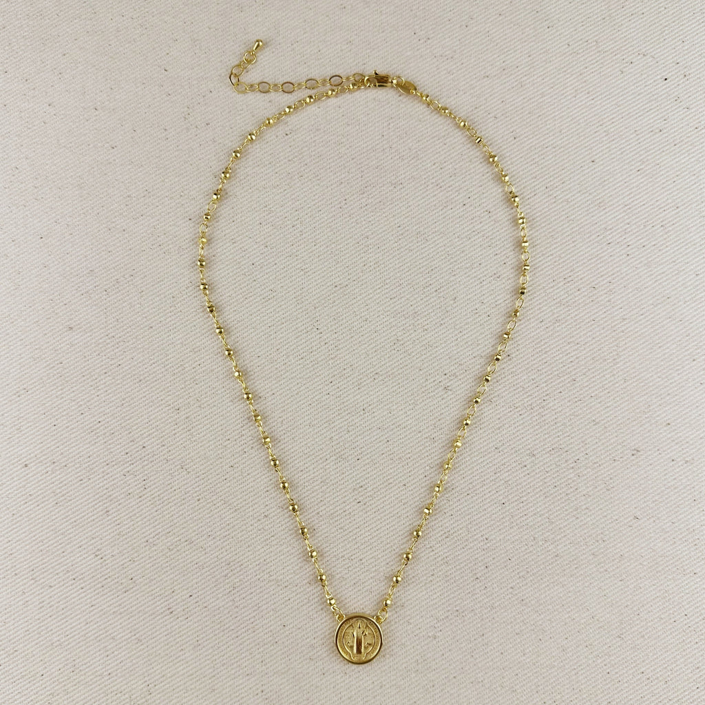 Mondsee 18k Gold Filled Beaded Saint Benedict Necklace | 18k Gold Filled Jewelry