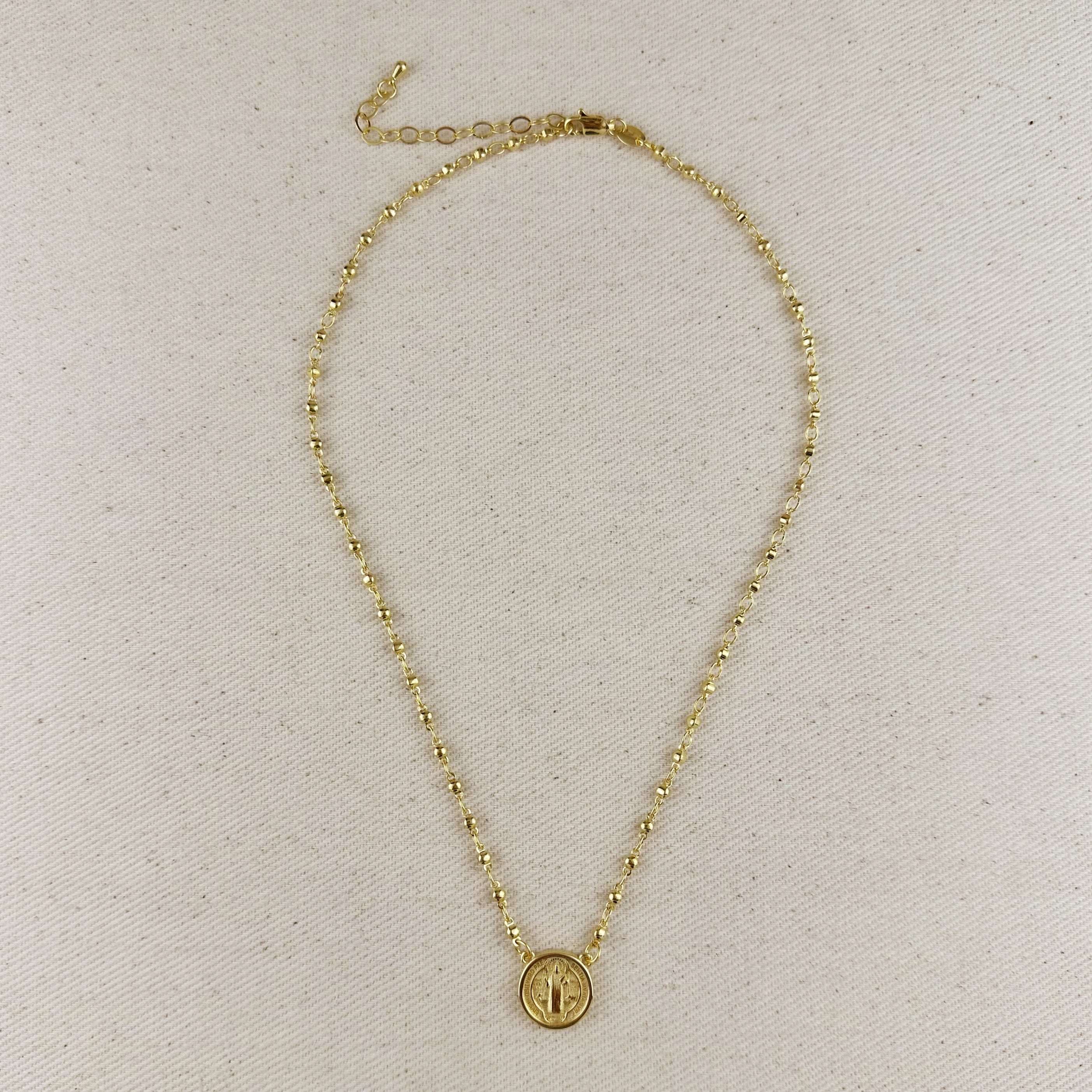Mondsee 18k Gold Filled Beaded Saint Benedict Necklace | 18k Gold Filled Jewelry