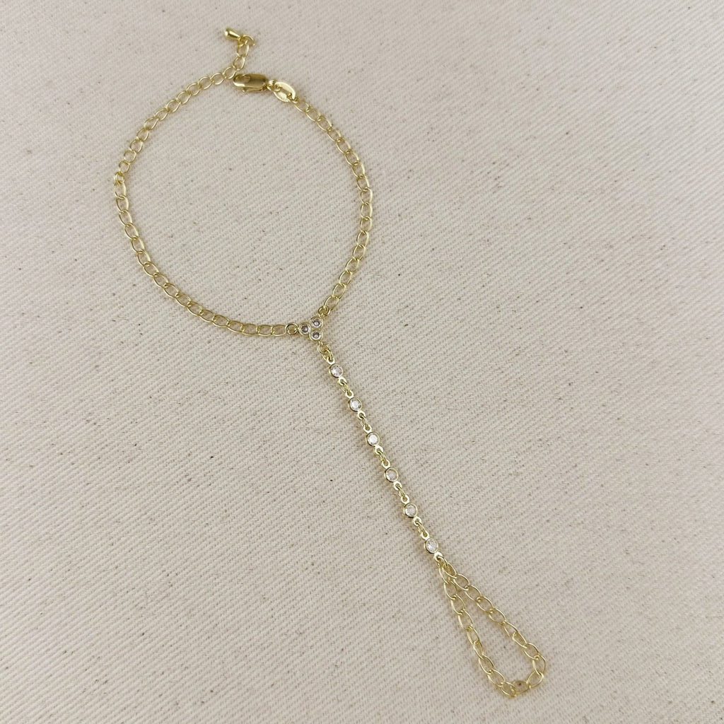 Mondsee 18k Gold Filled Dainty Round Bezel CZ Hand Chain | 18k Gold Filled Jewelry