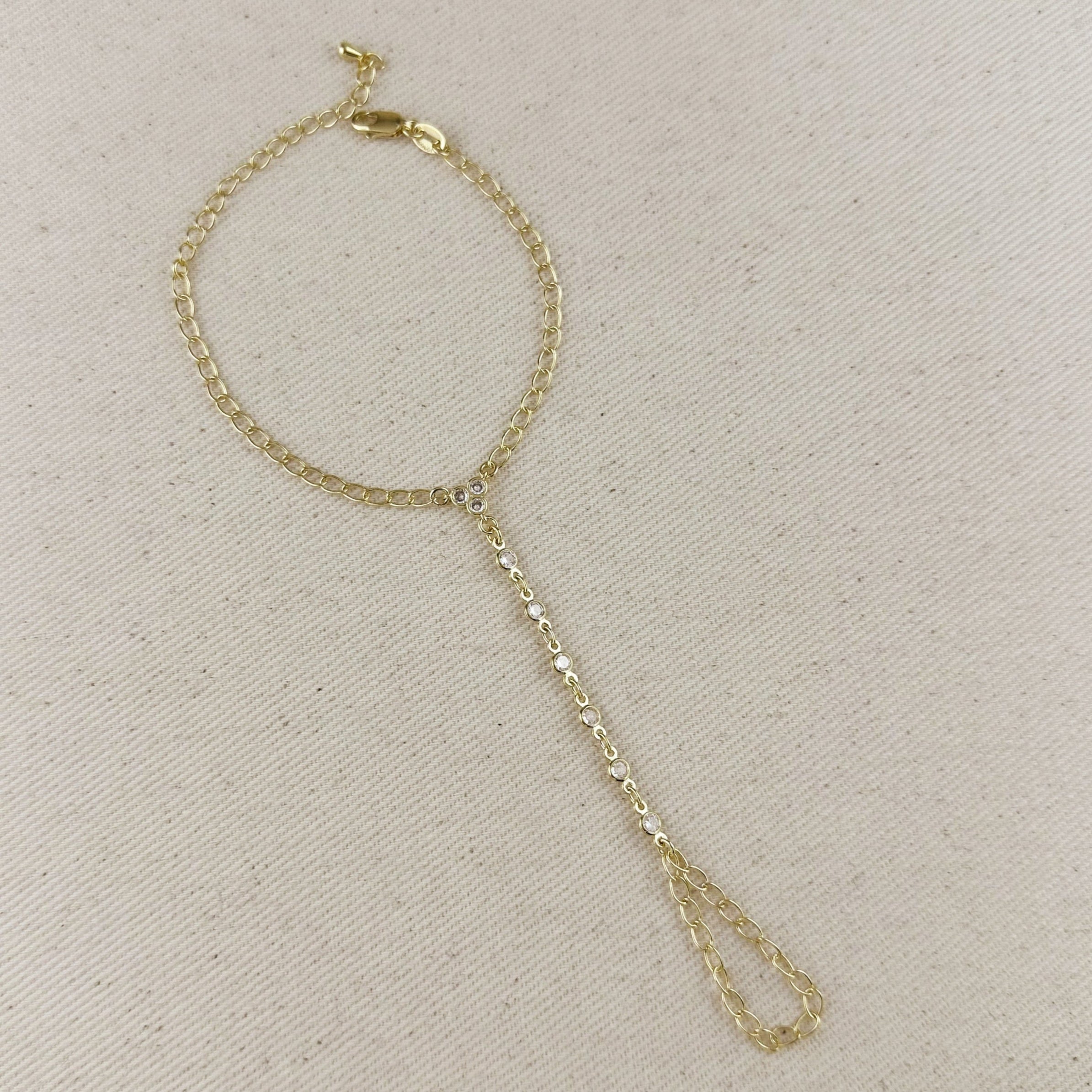 Mondsee 18k Gold Filled Dainty Round Bezel CZ Hand Chain | 18k Gold Filled Jewelry